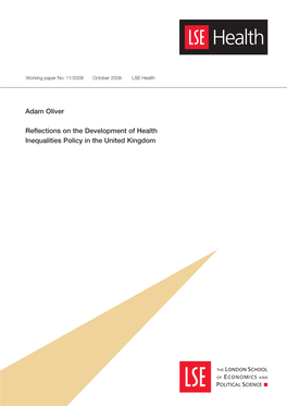 Adam Oliver Reflections on the Development of Health Inequalities