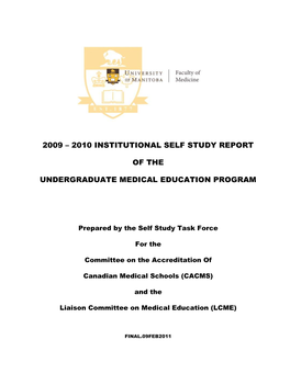 2009 – 2010 Institutional Self Study Report of the Undergraduate Medical
