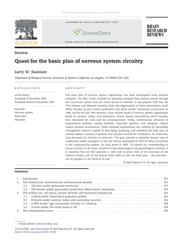 Quest for the Basic Plan of Nervous System Circuitry