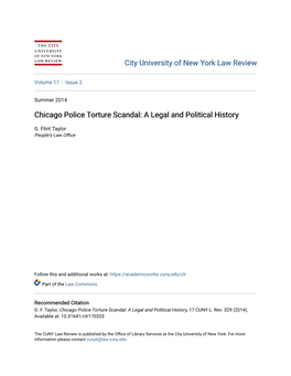 Chicago Police Torture Scandal: a Legal and Political History