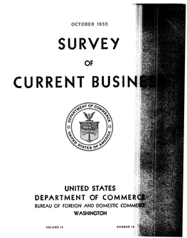 SURVEY of CURRENT BUSINESS October 1933 Business Indicators 1923-25 = 100