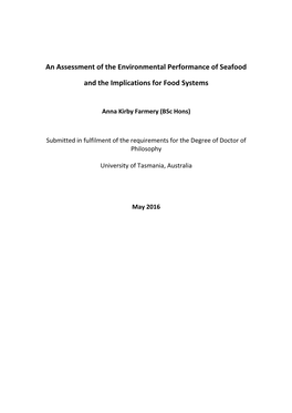 An Assessment of the Environmental Performance of Seafood and The