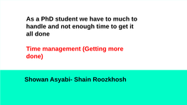 Showan Asyabi- Shain Roozkhosh Time Management Techniques