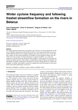 Winter Cyclone Frequency and Following Freshet Streamflow