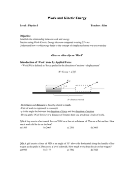 Work and Kinetic Energy