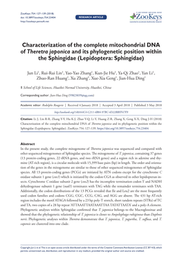Characterization of the Complete Mitochondrial DNA of Theretra Japonica and Its Phylogenetic Position Within the Sphingidae (Lepidoptera: Sphingidae)
