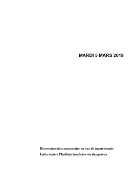 Mardi 5 Mars 2019