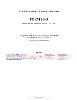 Adtalem Global Education Inc. Form 10-Q Quarterly Report Filed 2019-10-29