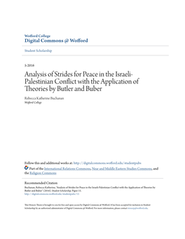 Analysis of Strides for Peace in the Israeli-Palestinian Conflict with the Application of Theories by Butler and Buber