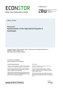 Determinants of the Agricultural Exports in Azerbaijan