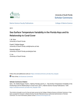 Sea Surface Temperature Variability in the Florida Keys and Its Relationship to Coral Cover