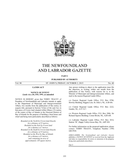 The Newfoundland and Labrador Gazette