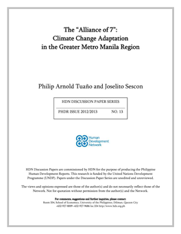 The “Alliance of 7”: Climate Change Adaptation in the Greater Metro Manila Region