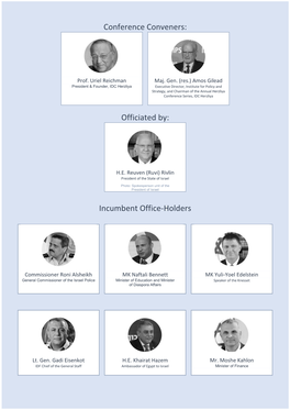 Conference Conveners: Officiated By: Incumbent Office-Holders