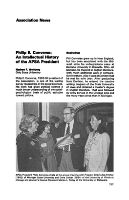 Association News Philip E. Converse: an Intellectual History of the APSA