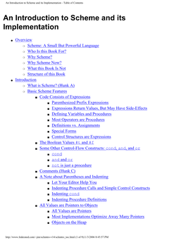 An Introduction to Scheme and Its Implementation - Table of Contents