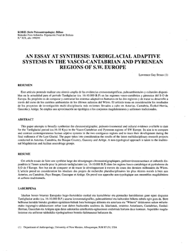 An Essay at Synthesis: Tardiglacial Adaptive Systems in the Vasco-Cantabrian and Pyrenean Regions of S.W. Europe