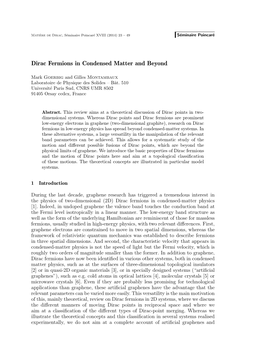 Dirac Fermions in Condensed Matter and Beyond