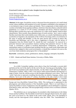 Small States & Territories, Vol. 3, No. 1, 2020, Pp. 57-70 From