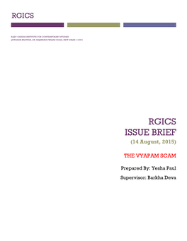 RGICS ISSUE BRIEF (14 August, 2015)