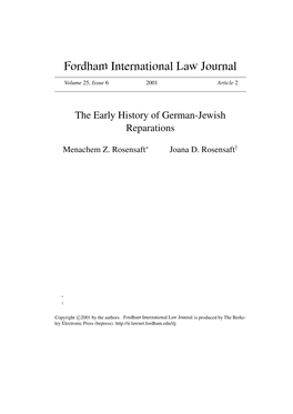 The Early History of German-Jewish Reparations