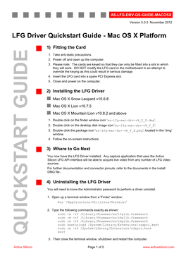 LFG Driver Quickstart Guide - Mac OS X Platform