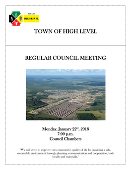 TOWN of HIGH LEVEL Administration Request
