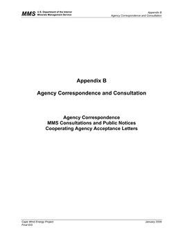 Appendix B Agency Correspondence and Consultation
