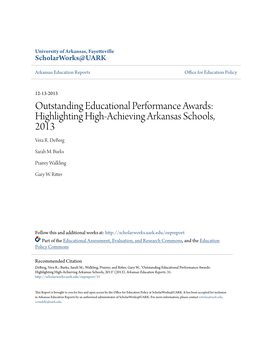 Outstanding Educational Performance Awards: Highlighting High-Achieving Arkansas Schools, 2013 Vera R