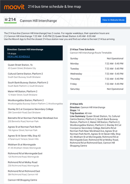 214 Bus Time Schedule & Line Route