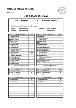 Liga 2, Etapa 20, Seria I