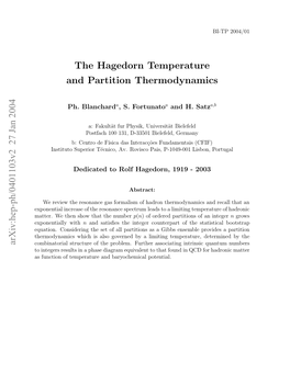 The Hagedorn Temperature and Partition Thermodynamics