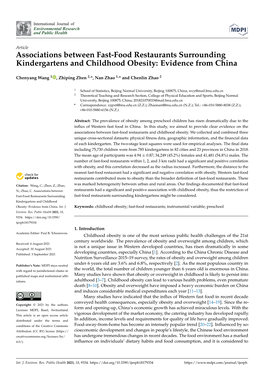 Associations Between Fast-Food Restaurants Surrounding Kindergartens and Childhood Obesity: Evidence from China