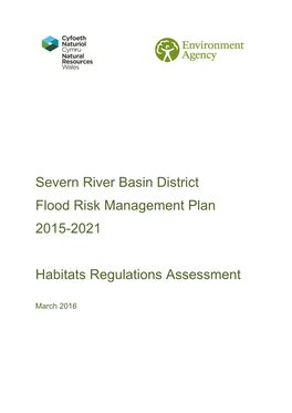 Severn River Basin District Flood Risk Management Plan 2015-2021