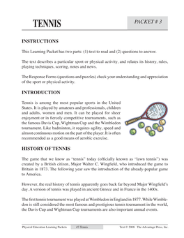 Tennis Packet # 3