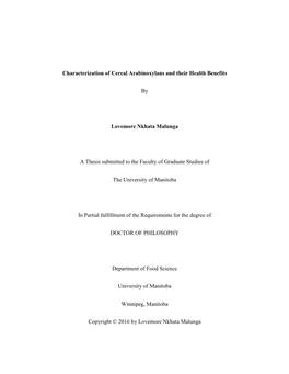 Characterization of Cereal Arabinoxylans and Their Health Benefits