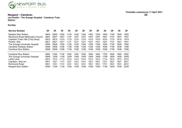 Timetable Route 29