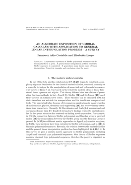 An Algebraic Exposition of Umbral Calculus with Application to General Linear Interpolation Problem – a Survey