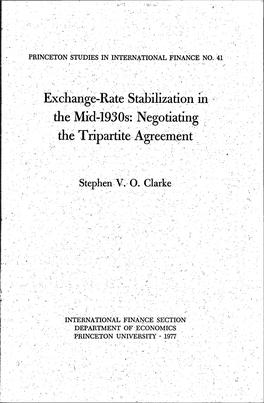Exchange-Rate Stabilization in Mid-1930S: Negotiating E Tripartite Agreement