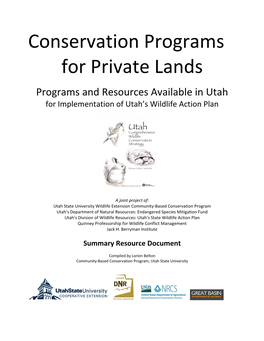 Conservation Programs for Private Lands