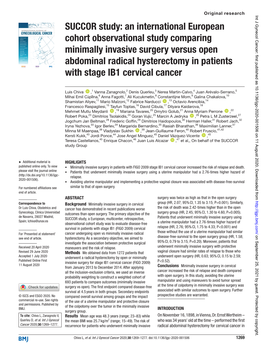 SUCCOR Study: an International European GYNECOLOGICAL CANCER