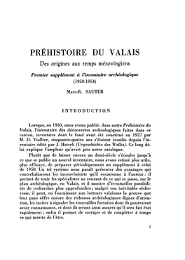 Préhistoire Du Valais, Des Origines Aux Temps Mérovingiens, Dans Vall, V, 1950, Pp