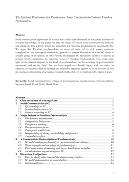 The Epistemic Predicament of a Pseudoscience: Social Constructivism Confronts Freudian Psychoanalysis