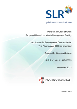 Perry's Farm, Isle of Grain Proposed Hazardous Waste Management Facility Application for Development Consent Order the Planning