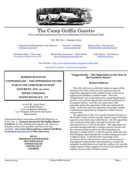 The Camp Griffin Gazette News and Information from the Green Mountain Civil War Round Table