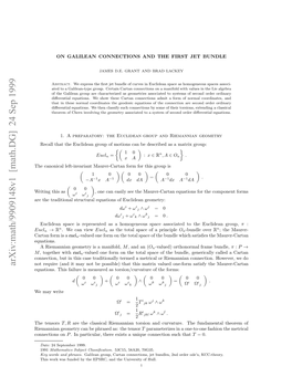 Arxiv:Math/9909148V1 [Math.DG] 24 Sep 1999