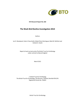 The Wash Bird Decline Investigation 2014
