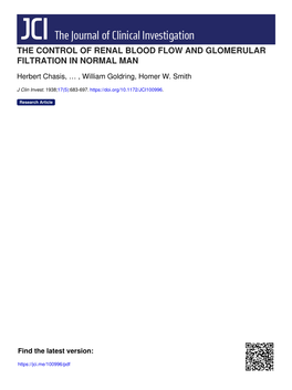 The Control of Renal Blood Flow and Glomerular Filtration in Normal Man