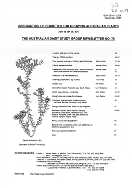 Association of Societies for Growing Australian Plants the Australian Daisy Study Group Newsletter No. 79