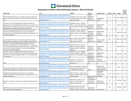 Respiratory Institute, 2016 Publications